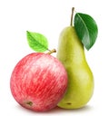 Apple and pear isolated on white background Royalty Free Stock Photo