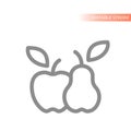 Apple and pear line vector icon fruit