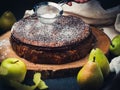 Traditional apple pear rum cake Royalty Free Stock Photo