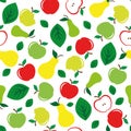 Apple and pear seamless pattern white background Royalty Free Stock Photo