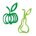 Apple and pear stylized icons