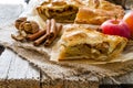 Apple pie with apples, cinnammon and nuts Royalty Free Stock Photo