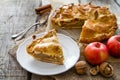 Apple pie with apples, cinnammon and nuts Royalty Free Stock Photo