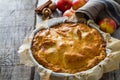 Apple pie with apples, cinnammon and nuts Royalty Free Stock Photo