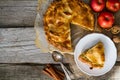 Apple pie with apples, cinnammon and nuts Royalty Free Stock Photo