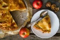 Apple pie with apples, cinnammon and nuts Royalty Free Stock Photo