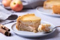 Apple pie with cinnamon and sour cream. Homemade baking. Traditional Russian pie. Royalty Free Stock Photo