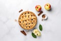 Apple pie with fresh unbaked apples. Generative AI