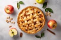 Apple pie with fresh unbaked apples. Generative AI Royalty Free Stock Photo