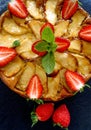 Apple pie fruit cake with strawberry Royalty Free Stock Photo