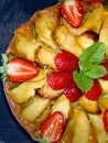 Apple pie fruit cake with strawberry Royalty Free Stock Photo