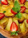 Apple pie fruit cake with strawberry Royalty Free Stock Photo