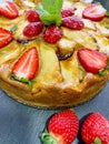 Apple pie fruit cake with strawberry Royalty Free Stock Photo