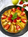 Apple pie fruit cake with strawberry Royalty Free Stock Photo