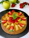 Apple pie fruit cake with strawberry Royalty Free Stock Photo