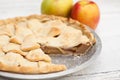 Apple pie with heart shaped crust topping