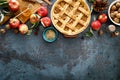 Apple pie with lattice pastry, traditional pastry dessert for Thanksgiving day, autumn baking concept