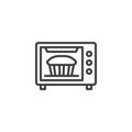 Apple pie in a microwave oven line icon