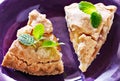 Apple pie with mint garnish close-up Royalty Free Stock Photo