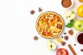 Apple pie in progress with fresh unbaked apple slices. Generative AI Royalty Free Stock Photo