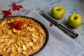 Apple pie in a round shape. Royalty Free Stock Photo