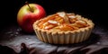 Apple fruit topping pie tart mud cake crackers blurred background Royalty Free Stock Photo