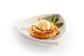 Apple Pie or Tart Topped with Ice Cream Ball Royalty Free Stock Photo
