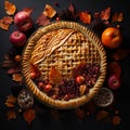 Apple pie top view background. AI generated image Royalty Free Stock Photo