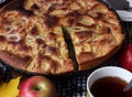 Apple pie, top view. Still life, food.