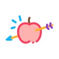 Apple Pierced Archery Arrow Icon Thin Line Vector