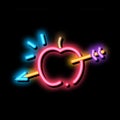 Apple Pierced Archery Arrow neon glow icon illustration