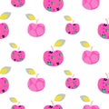 Apple pink pattern. Seamless ornament.