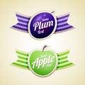 Apple and plum labels