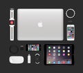 Apple products tech mockup consisting macbook pro, ipad air 2, i