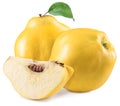 Apple-quince and piece of quince. File contains clipping path. Royalty Free Stock Photo