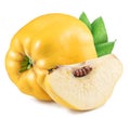 Apple-quince and piece of quince. File contains clipping path. Royalty Free Stock Photo