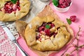 Apple raspberry tart pie with shortcrust pastry Royalty Free Stock Photo