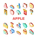 apple red food green leaf freash icons set vector Royalty Free Stock Photo