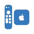 Apple, remote, television, tv icon. Blue color design