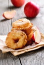 Apple rings over baking paper