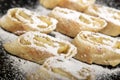 Apple roll with powdered sugar. Close up Royalty Free Stock Photo