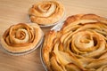 Apple rose pie, Mini apple rose pies Royalty Free Stock Photo