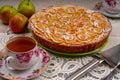 Apple roses pie and tea Royalty Free Stock Photo