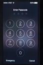 Apple 5 or 5s enter passcode screen Royalty Free Stock Photo