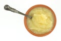 Apple sauce top with spoon Royalty Free Stock Photo