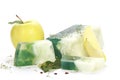 Apple-scented soap on a white background
