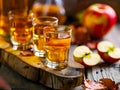 Apple Schnapps in Short Glasses with Apples Nearby Royalty Free Stock Photo