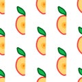 Apple seamless pattern. Autumn, summer vintage design icon. Vector fruit illustration. Royalty Free Stock Photo