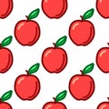 Apple seamless pattern. Autumn, summer vintage design icon. Vector fruit illustration. Royalty Free Stock Photo