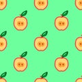 Apple seamless pattern. Autumn, summer vintage design icon. Vector fruit illustration. Royalty Free Stock Photo